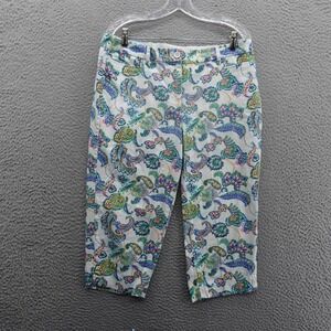 Talbots Paisley Floral Perfect Skimmer Crop Pants 12 Petite Multi Womens‎ Summer